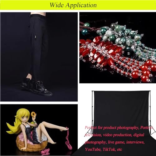 8.5x10ft Background Stand with 6.5x10ft White and Black Chromakey Backdrop Screen, Adjustable Background Holder Support System Kit, Clamp for Photography Video Studio Portrait Product Shooting