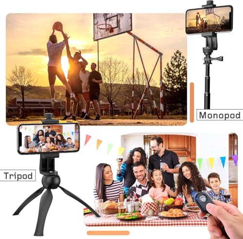Acuvar Universal Phone Tripod Mount Adapter with Wireless Camera Remote, Cell Phone Holder with Adjustable Clamp for Selfie Stick Monopod Compatible with iPhone, Samsung - style: 3) Rotating Phone Mount + Remote