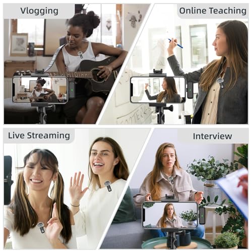 2 in 1 Wireless Lavalier Microphone for iPhone Android Phone, Noise Canceling USB C Microphone with Charging Case for Video Recording Vlogging Tiktok YouTube