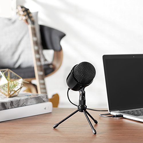 Amazon Basics Mini USB Condenser Microphone for Online Meeting, Gaming, Podcast, Black
