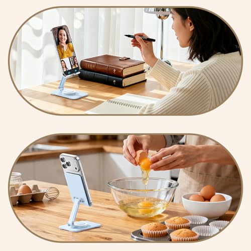 Carbon Steel Desktop Phone Stand Foldable Adjustable with Rotating Base for Video Calls Phone Tablet Portable Foldable Adjustable Desktop Rotating Desk Video Calling Online Learning Movie Hands - color: A