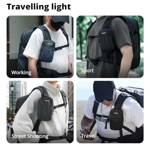 AMBITFUL Compact Sports Camera Bag, Shoulder Strap Storage Case, 3.94 x 1.57 x 7.09 inches, Compatible with Phones, Compact Cameras, Power Banks, Headphones, Black (Hang U1) (White) - color: White