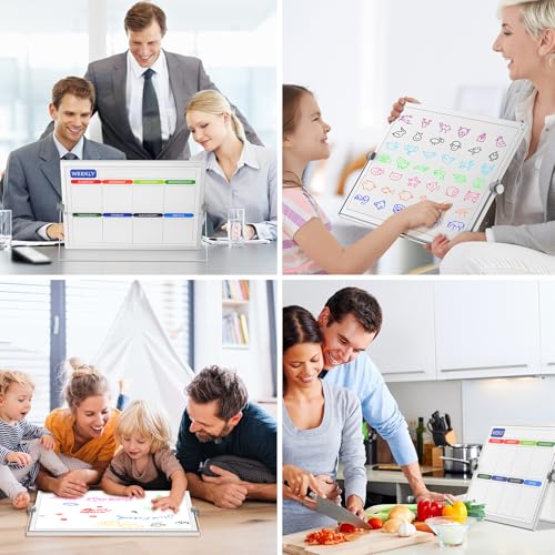 Desktop Whiteboard 16x12 Stand, Double Sided Dry Erase Board Kids | Portable with Handle, Foldable Aluminum Stand, 360° Angle, 8 Markers 4 Magnets 1 Eraser, Smooth Magnetic Surface - size: 16"W x 12"H