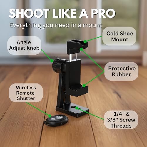 KobraTech UniMount 360 Pro Metal Phone Tripod Mount with Wireless Remote - size: Pro Metal
