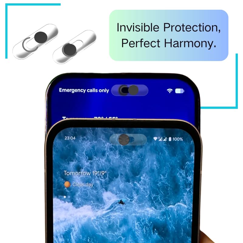 Front Camera Cover | Smartphones Webcam Cover Protect Privacy, Camera Privacy Covers Compatible for Galaxy, Pixel & iPad, Ultra-Thin Privacy Protection Slide | 2 Pack | Black