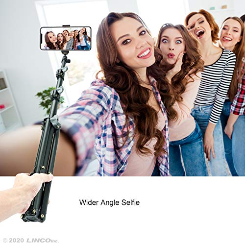 LINCO Selfie Stick Cell Phone Stand for Video Call and Conference, 360 Degree Ball Head, 63 Inches Compact Tripod Stand for Apple & Android Devices, C004B 1 Set