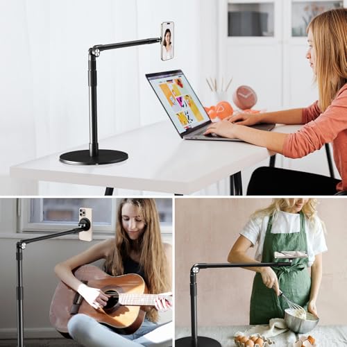elitehood Magnetic Phone Stand for Overhead Recording, 15 in Long Arm Magsafe iPhone Holder for Video Recording, 360 Swivel Tilt Overhead Phone Mount for Filming, Meeting, Cooking, Painting, Crafting - style: Magnetic Stand