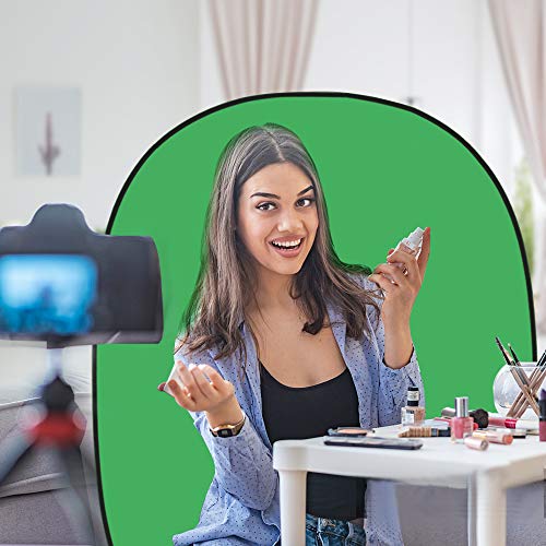 5X3.3ft (1.5mX1m) 2 in 1 Polyester Muslin Green and Blue Backdrop Portable ChromaKey Pop-Up Collapsible Reversible Photography Screen Background - color: Green/Blue
