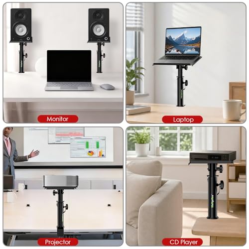 Studio Monitor Stands Tilt Clamp-on Desktop Speaker Stand 10.4"-15.4" Height Adjustable 12° Tilt Home Audio, Set of 2 - size: 12°Tilt Setting