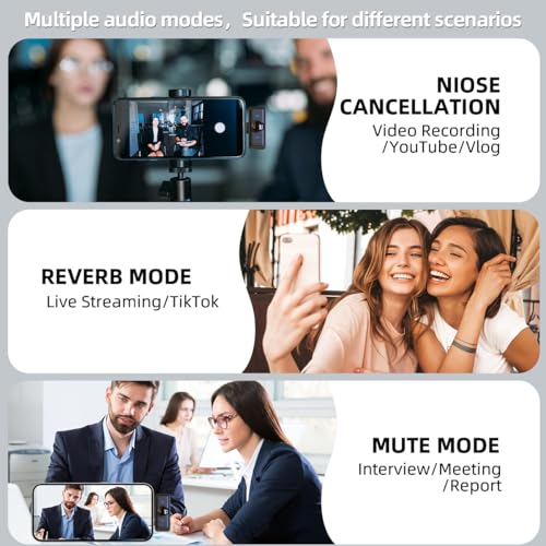 Mini 2 Wireless Lavalier Microphone for iPhone/ipad, Lavalier Microphone with Strong Noise Cancelling, 32H Battery Life with Charging Case, Lapel Mic for Video, Interview, Vlog, YouTube,TikTok