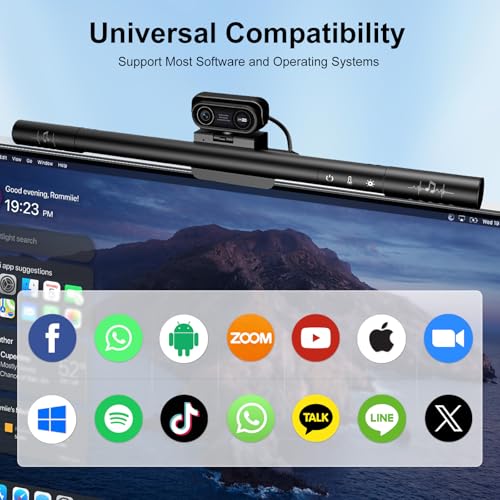 4K Webcam for PC with Microphone&Light,4-in-1 Web Cam with Speaker,Dual Noise-Canceling Mics, Privacy Shutter Computer Camera HDR Auto Light Correction USB Plug-and-Play for Zoom, Teams, Twitch