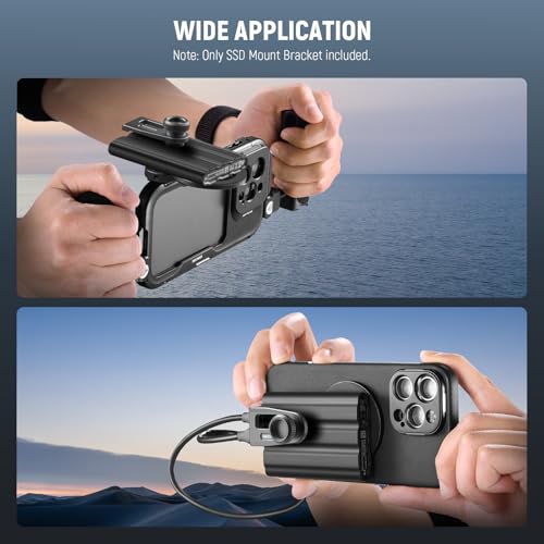 NEEWER SSD Holder with Detachable Cold Shoe for Portable SSD 0.3"-0.6"/8-16mm Thick, Compatible with MagSafe iPhone 16 15 Samsung T9 T7 T5 for SanDisk for Lexar Compatible with SmallRig Cage, PA085 - style: PA085
