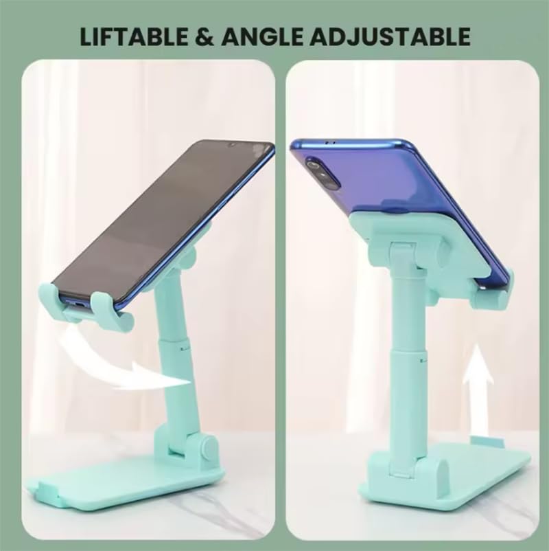 Desktop Phone Holder Stand Phone Support Adjustable Angle Height Cell Phone Stand Universal for iPhone 17 16 15 14 13 pro max,All Smart Phones (Black) - color: Black
