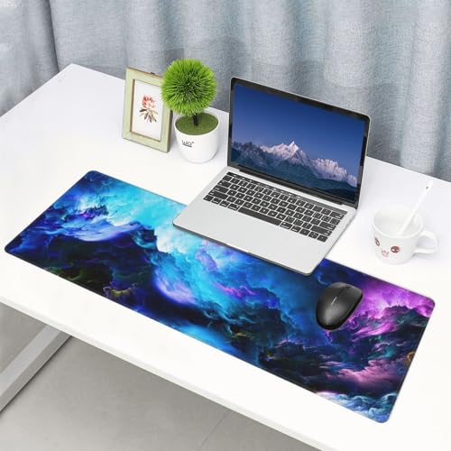 Large Gaming Mouse Pad, Non-Slip Stitched Waterproof XL Mouse Mat, 31.5 * 11.8 in (Dazzling Galaxy) - color: Dazzling Galaxy