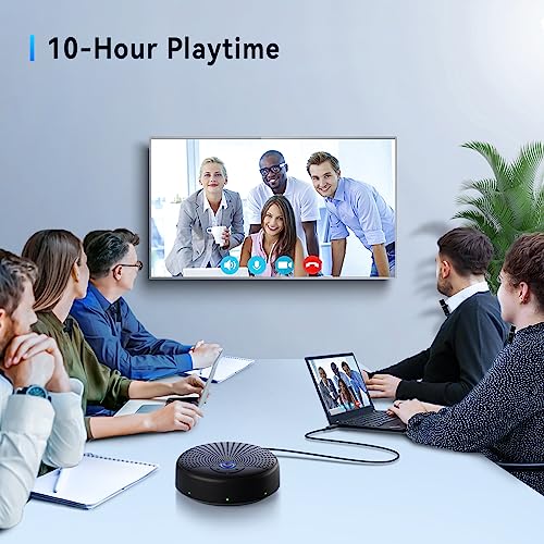 Conference Speaker and Microphone, 10 AI Mics 360° Voice Pick Up & Noise Reduction, USB Speakerphone for 10-15 People Conference Room, Compatible with Multi-Leading Platforms, Zoom, MS Team - color: Black