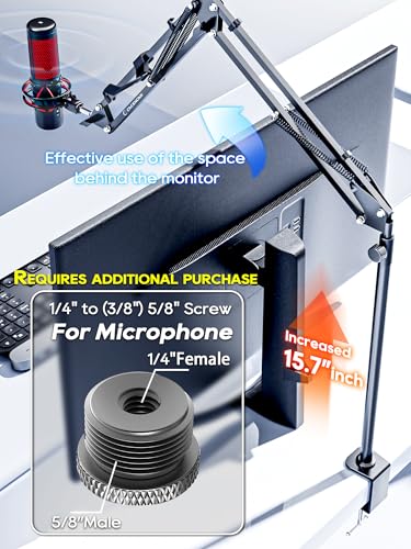 CACENCAN Overhead Camera Mount, 5lb Horizontal Load-Bearing, 360° Adjustable Stand for Desk, Flexible Arm Desk Mount, with Phone Clamp, Tabletop Mount for DSLR Camera/Webcam/Microphone(White - color: White