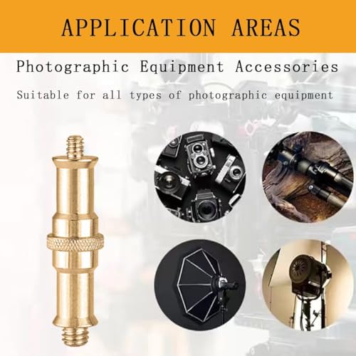 KuuGuu 4 PCS Standard 1/4 to 3/8 inch Metal Convertor Threaded Screw Tripod Adapter Spigot Stud for Flash Holder, Studio Light Stand, Ball Head (Copper) - size: Gold(4)