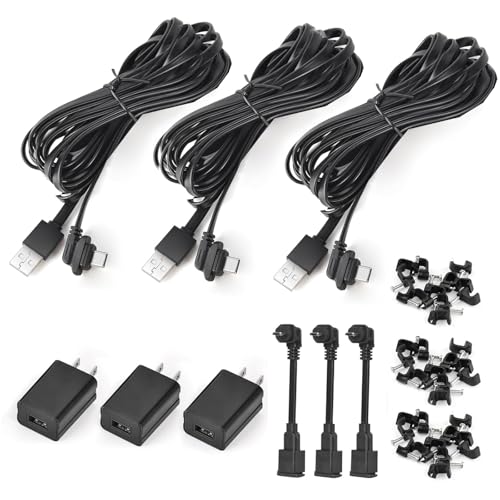 3Pack 16.4ft/5m Power Cable with Adapter for Blink Outdoor 4 (4th Gen), Blink Outdoor/Indoor (3rd Gen)&Blink XT/XT2, Weatherproof Outdoor Extension Cable with Extra Micro USB Adapter for Blink Camera - size: 16.4ft
