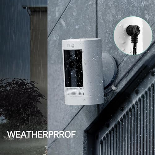 OLAIKE Indoor/Outdoor Power Adapter for Ring Stick Up Cam Battery 3rd Gen/2nd Gen/Plug-in, Weatherproof Cable(5m/16ft) to Continuously Charge Camera, No Need to Change Batteries, Black - color: Black(5m/16ft)