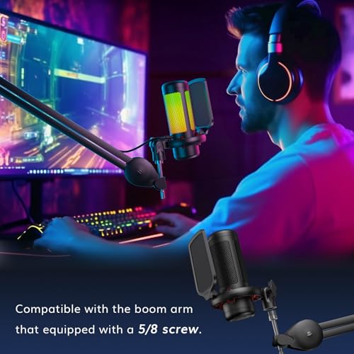 TONOR Gaming Microphone Set, USB Condenser Mic for PC with Stand, Controllable RGB, Quick Mute, Volume Control, for Twitch Streaming, Discord Chatting, 200 cm/78inch Cable, Desktop Stand TC310 - style: RGB Mic with Desktop Stand