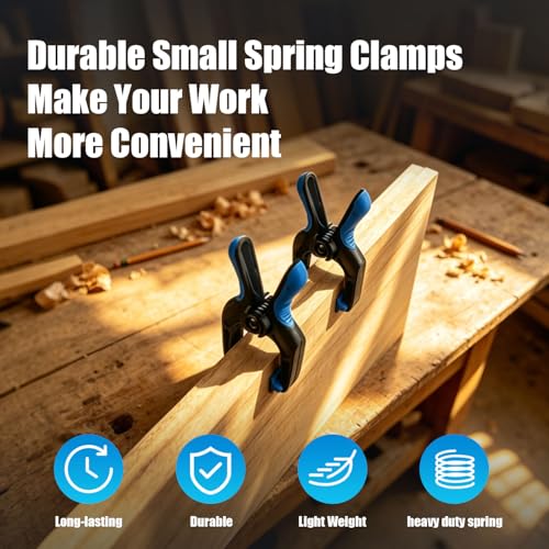 24 Pack 3 inch Heavy Duty Spring Clamps, Small Plastic Clamps for Woodworking, Backdrop, Photography, Backdrop Stand, Crafts with 1.5 inch Jaw opening