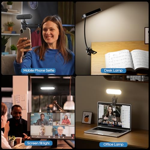 Video Conference Lighting,Rechargeable LED Streaming Light, 360° Rotatable Zoom Lighting for Computer,Eye Caring Webcam Laptop Ring Light for Video Calls/Zoom Meetings/Video Recording