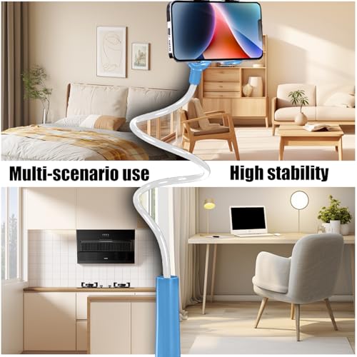 360-Degree Rotating Phone Stand, Adjustable Phone Holder for Desk, Flexible Phone Mount for Video Calls and Watching Videos - color: Blue