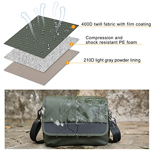 Besnfoto Camera Bag Small DSLR Camera Shoulder Bag for Photographer Waterproof Messenger Bag Crossbody Case Compatible with Canon Sony Nikon - color: Army Green, size: Medium