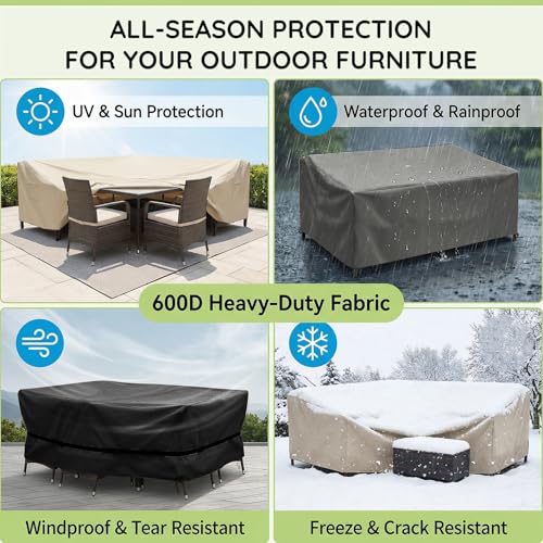 Lokex Custom-Sized Dust Cover | Upgraded Olefin Fabric, Drawstring Buckles, Elastic Hem, Storage Bag, Suitable for Patio Furniture & Various Equipment