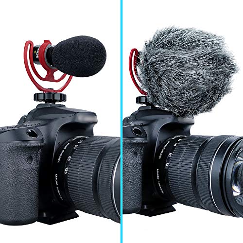 YOUSHARES VideoMicro Microphone Foam windscreen & Deadcat Wind Shield, Foam & Furry Wind Muff for Rode VideoMicro and VideoMic Me Me-L Mic (2 Pack) - color: FurFoamKit