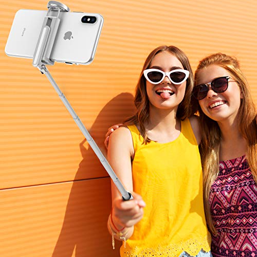 ATUMTEK Selfie Stick Tripod, 3-in-1 Extendable Aluminum Phone Tripod with Detachable Bluetooth Remote, Compatible with iPhone 17/16/15/14/13/12/11/11 Pro/XS Max/XR and Samsung Smartphones, White - color: White
