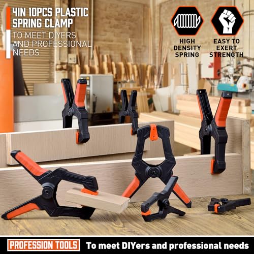 AMARTISAN 10-Pack Spring Clamps 4-inch, Heavy Duty Clips for Crafts, Backdrop Stand, Woodworking, Photography Studios, 2.56 Inch Mouth Opening - style: 4" Pack of 10