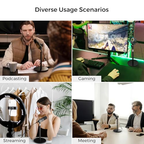 NearStream Webcam Stand for Desk with Round Weighted Base, Aluminum Desktop Stand with 360° Ballhead,10.2-17’’ Adjustable Height, Mount for Webcam/Mic/Light with 1/4" Thread, Max Load 3LB (AW-CZS-01)