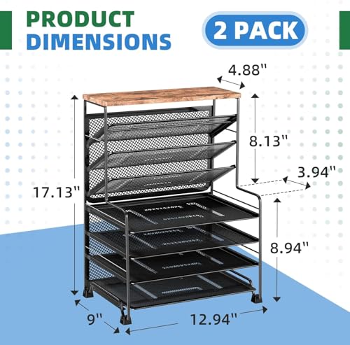 Simple Trending 8-Tier Desk File Organizer for Office, Home or School, Black