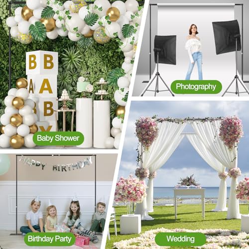 FUDESY Backdrop Stand Heavy Duty, 10x10ft Adjustable Photo Background Pipe and Drape Backdrop Stand Kit with Metal Base for Photography Parties Birthday Video Studio - size: 10x10ft