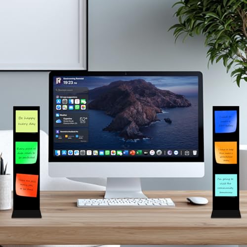 Detachable Acrylic Monitor Memo Board & Memo Message Board Holder by Computer Screen Sticky Note Stand Message Panel Reminder for Office Desk Accessories.2PCS Black - color: Black