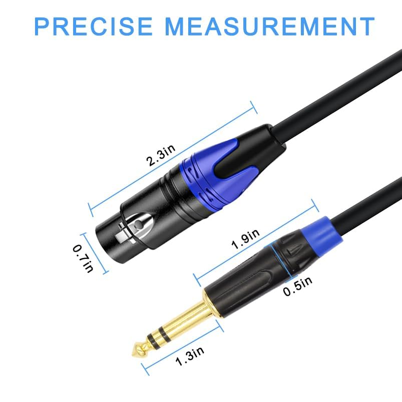 (2Pack / 6 inch) XLR to 1/4 TRS Stereo Adapter,XLR Female to 1/4 Inch (6.35mm) Balanced Microphone Stereo Audio Converter AdapterCable for Speakers, Mixers, Amplifiers - color: 6 inch - 2 pack