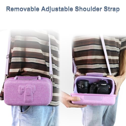 LTGEM Camera Case for Canon EOS Rebel T7 / R50 / R100 / R50 V / T6 / R8 / R10 / RP / SL3 / R5 / T100 DSLR SLR Camera and 18-55mm/18-45mm Lens with Shoulder Strap, Purple - color: Purple