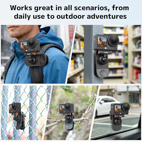 VRIG Backpack Strap Mount for Action Camera, 360 Backpack Shoulder Clamp Mount with Quick-Release Adapter for DJI Osmo Action 6/5 Pro/ 4/3/ Osmo Nano (AC-99 Osmo-Action Base) - size: AC-99 Osmo-action base