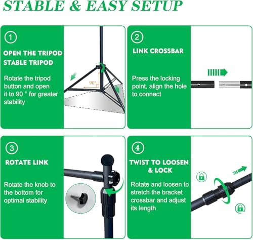 2-in-1 Green Backdrop Stand Kit - 8.5x12 ft Green Backdrop with 10x8.5ft Portable Photography Stand for Video Streaming,Zoom Meetings,Parties,Anti-Wrinkle Polyester Fabric - size: 10' (W) x 8.5' (H)