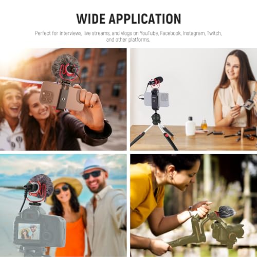 NEEWER Plug & Play Vlog Microphone for Camera, 20-20KHz Mini Supercardioid Mic Compatible with Sony Canon Nikon iPhone Samsung Android Tablet Mac with 3.5mm TRS USB C OTG Shock Mount Windscreen, VM10 - style: VM10