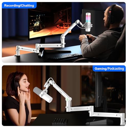 Microphone Arm,Aokeo AK-58i Desk Low Profile Mic Boom Arm Stand,Suitable For Blue Yeti,Snowball iCE,HyperX QuadCast,SoloCast,Elgato Wave,Etc(White) - color: AK-58i (White)