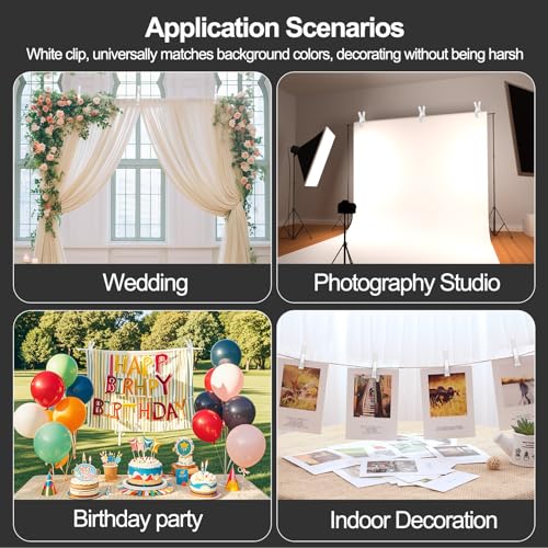 EMART 6 Pack Heavy Duty Spring Clamps, 4.5 inch Plastic Photo Booth Backdrop Clips Clamps for Backdrop Stand, Photography Studio, Photoshoot, Woodworking, Balloon Arch, Crafts, Pool Cover-White