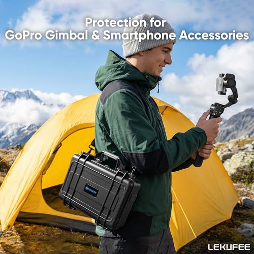 Lekufee Waterproof Hard Carrying Case for GoPro Fluid Pro AI 3-Axis Gimbal Stabilizer, Gopro Hero 13/12/11/10/9 Camera, Mission 1 PRO,Media Mod, and other Accessories(Case Only)