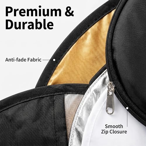 24" x36”(60x90cm) 5-in-1 Oval Foldable Reflector with Carrying Bag, Portable for Studio/Macro Photography - Translucent, Silver, Gold, White and Black