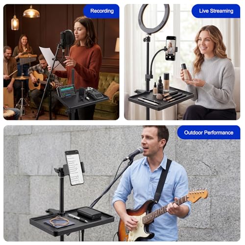Aokoe Microphone Stand Tray with Crab Clamp Suitable for Music Stand, Mic Stand, Attention Table