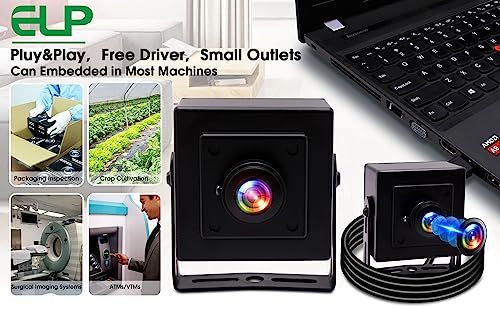 ELP Mini Aluminum Black Case USB Security Camera with 170degree Wide Angle Fisheye Lens USB2.0 Lightburn Camera for Home Security and Machine Vision System,9.9ft/3m Cable for PC, Laptop, Jetson Nano - color: 170 Degree Lens Mini, style: USB Camera