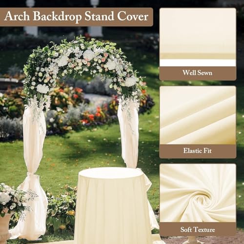 Toolterritary 2 Metal Arch Backdrop Stand and 2 Cover Set, Sturdy 7.2FT, 6FT Party Backdrop Set, Wedding Arch Frame and Cover Set for Birthday, Baby Shower,Christmas, Anniversary(Beige) - color: Beige, size: 7.2ft, 6ft