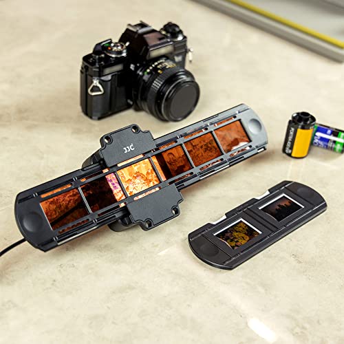JJC Photo Slide and Film Digitizing LED Light Kit with 35mm Film Strips and Slides Holder, 10-Levels Brightness Shoe Mount LED Backlight for Photo Negatives Scanning Copying - size: LED Light Only