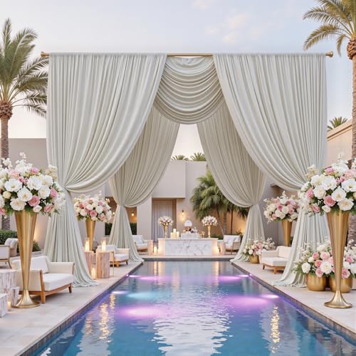 20ftx12ft Wrinkle Free Champagne Backdrop Curtain,4 Panels 12FT Height Wedding Backdrop Drapes,Silky Polyester Back Drop Cloth for Birthday Photography Background Party Backdrop Draping - color: Champagne, size: (W)5ft x (H)12ft (4 Panel)